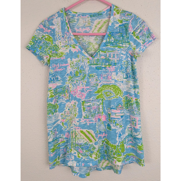 Lilly Pulitzer sz XXS Tee Etta Philadelphia ss T-shirt knit colorful 1802 - Picture 1 of 6